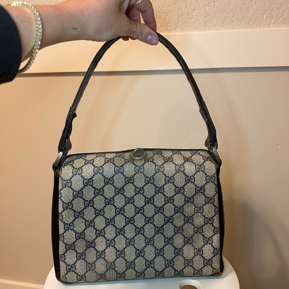 Gucci Monogram Blue and Black Shoulder Bag - Picture 3 of 11